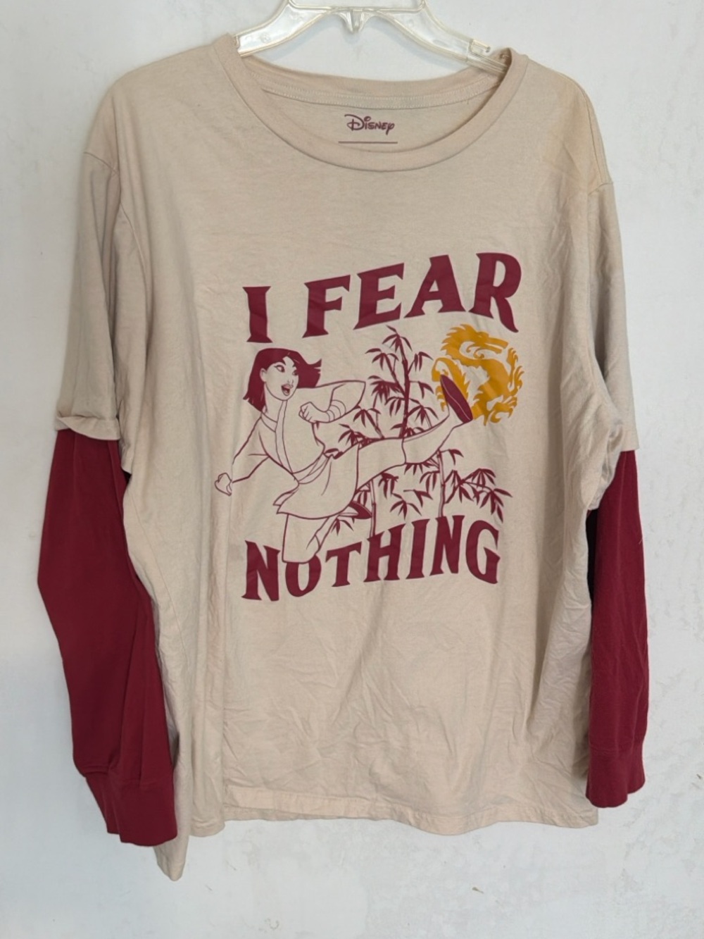 Disney Mulan “I Fear Nothing” Graphic Tee Layered Long Sleeve XL